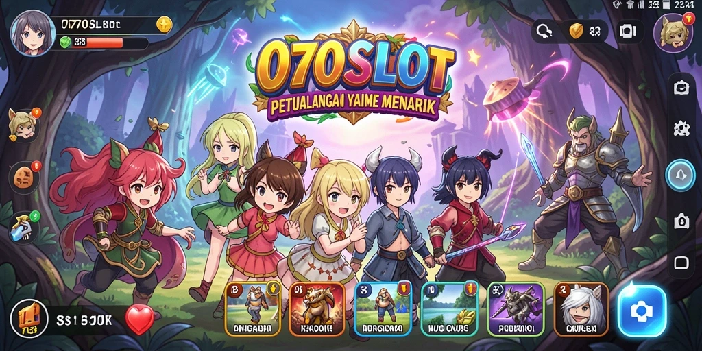 Screenshot utama 070SLOT menunjukkan gameplay yang seru dan karakter anime yang menarik.