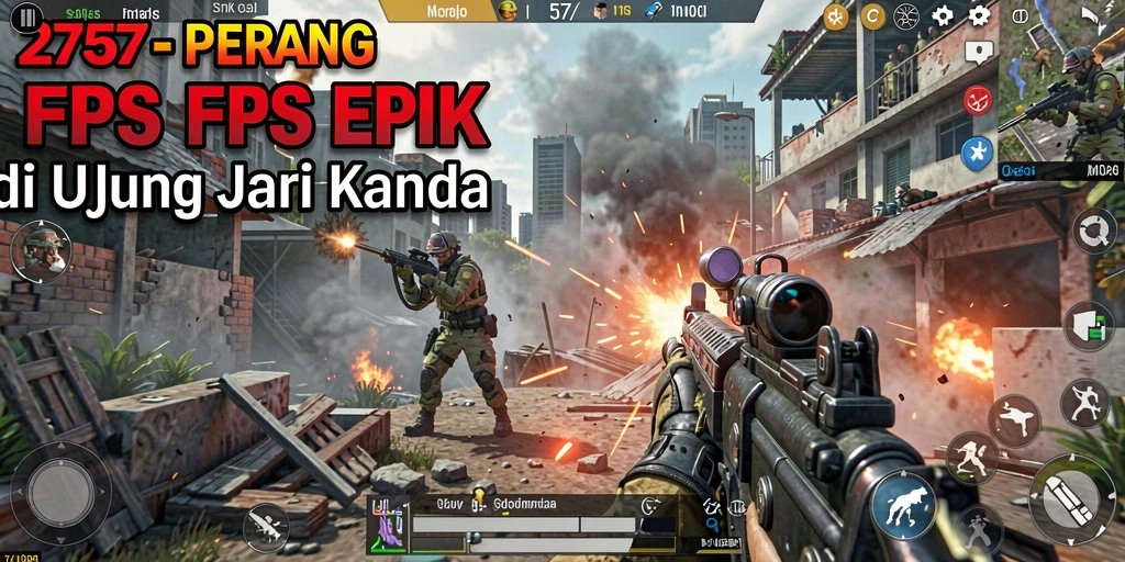 Gameplay menegangkan dalam 2757 dengan aksi tembak-menembak yang seru.