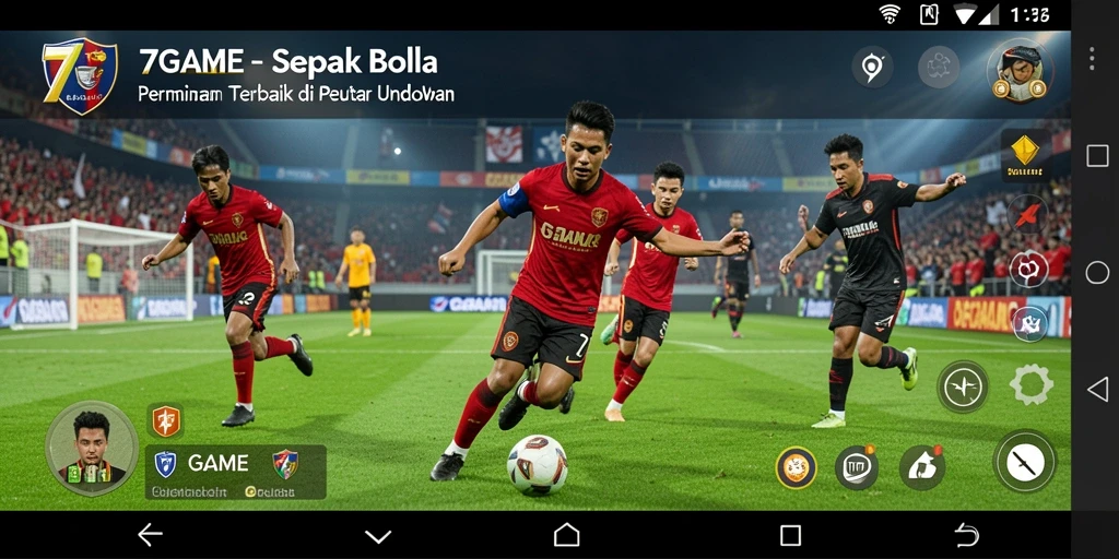 Tangkapan layar dari gameplay seru 7GAME di lapangan sepak bola.