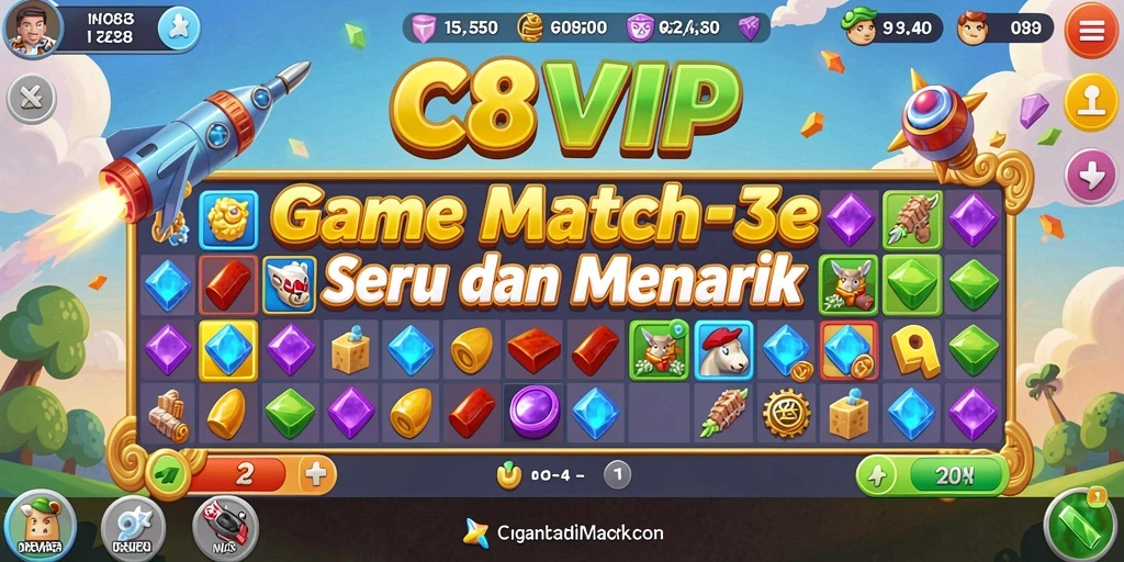 Tampilan gameplay seru dengan berbagai tantangan Match-3.