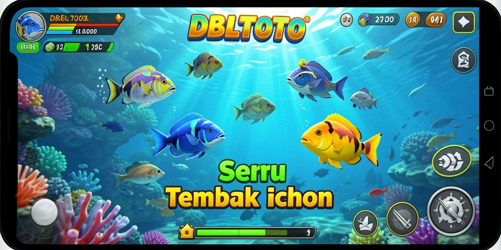 Tampilan gameplay memukau dari DBLTOTO saat menembak ikan.