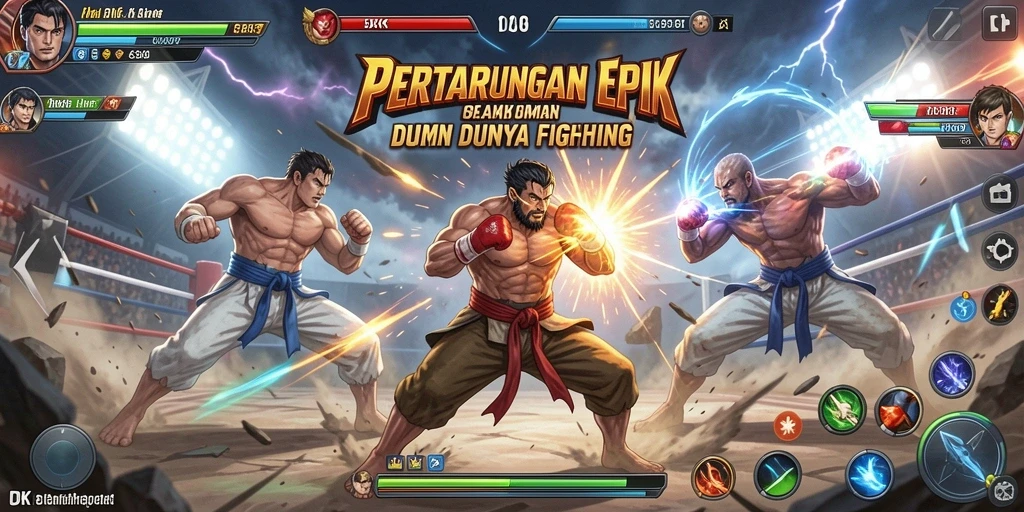 Tangkapan layar gameplay DKK yang menunjukkan pertarungan epik.