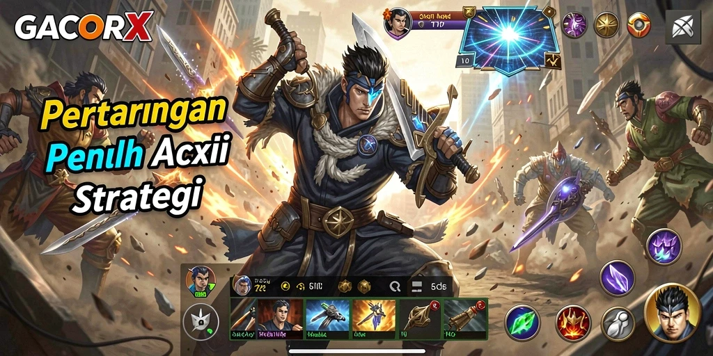 Screenshot GACORX menampilkan aksi epic dalam pertempuran.