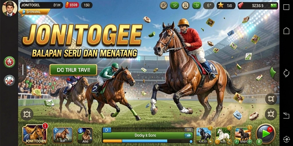 Screenshot gameplay JONITOGEL yang menampilkan aksi balapan yang mendebarkan.