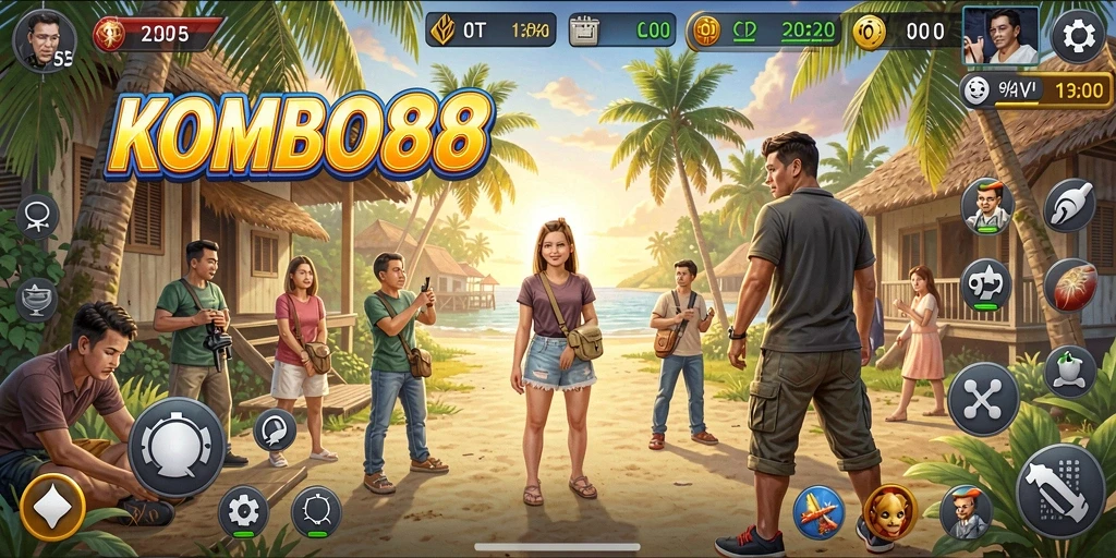 Tampilan gameplay KOMBO88 dengan aktivitas simulasi yang beragam.