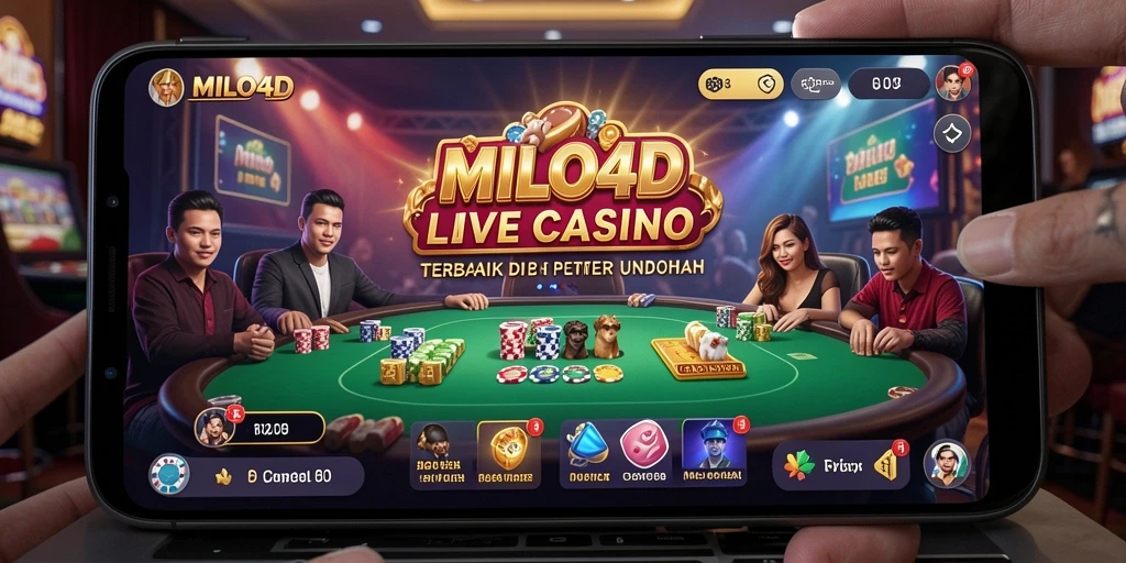 Screenshot utama <strong>MILO4D</strong> yang menunjukkan dealer langsung dan suasana permainan.