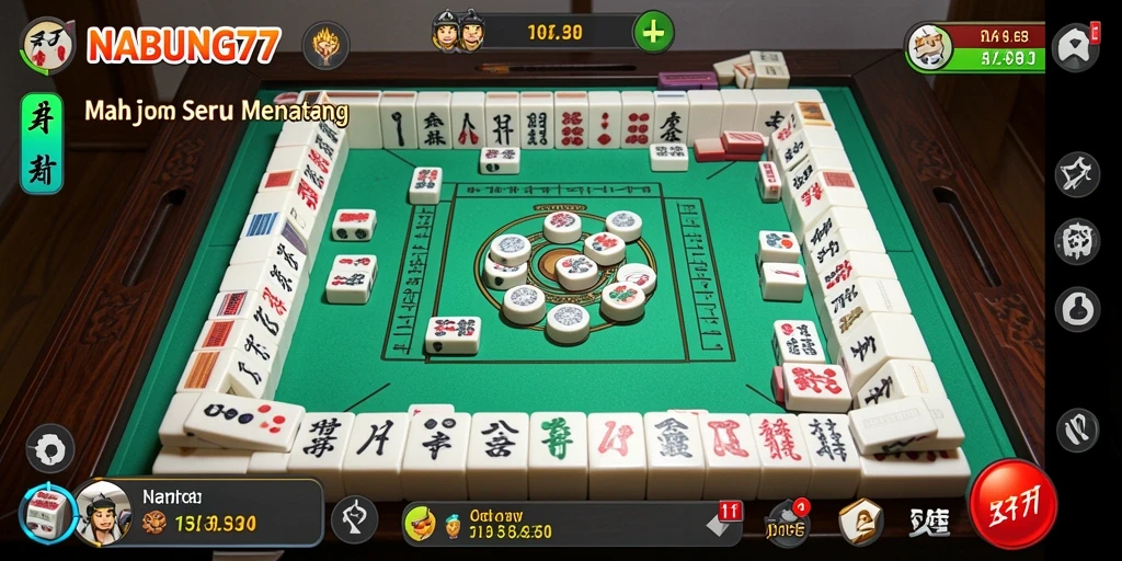 Tampilan gameplay seru di NABUNG77 dengan tantangan Mahjong.