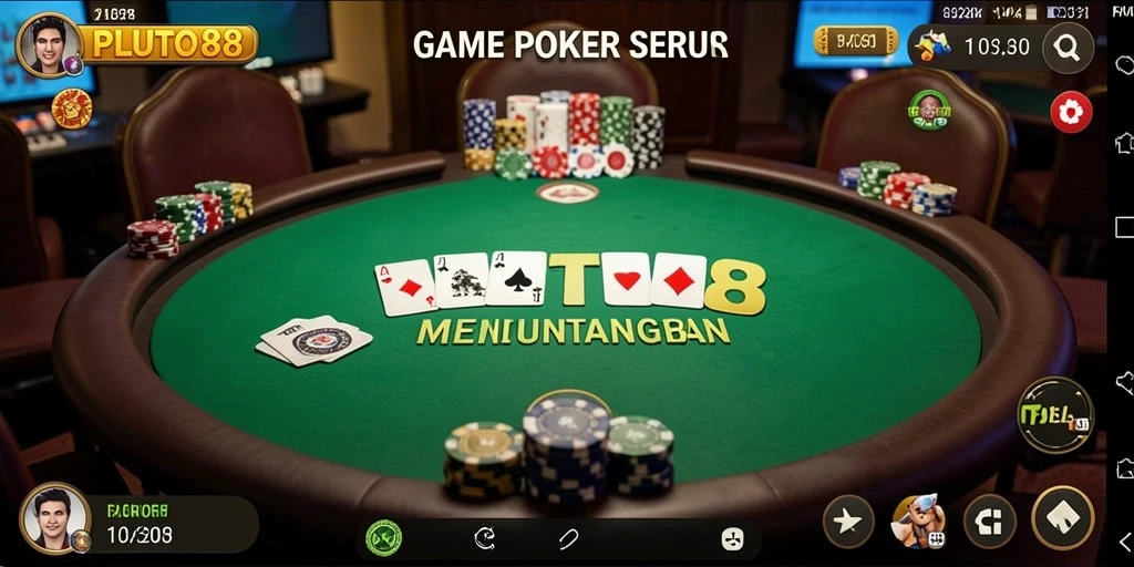 Tampilan gameplay menarik dalam aplikasi PLUTO88 Poker.