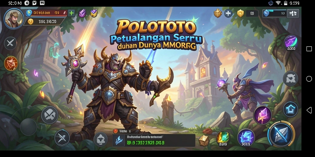Screenshot utama POLOTOTO menunjukkan aksi pertempuran yang seru dalam MMORPG.