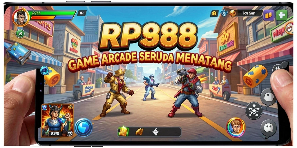 Screenshot utama RP888 menampilkan gameplay Arcade yang seru dan adiktif.