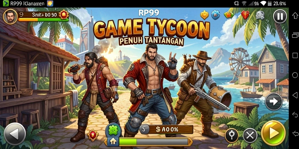 Tangkapan layar menunjukkan gameplay menarik dari RP99 dalam dunia Tycoon.