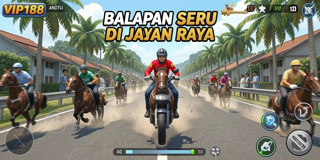 Tampilan menegangkan dari gameplay balapan di VIP188.