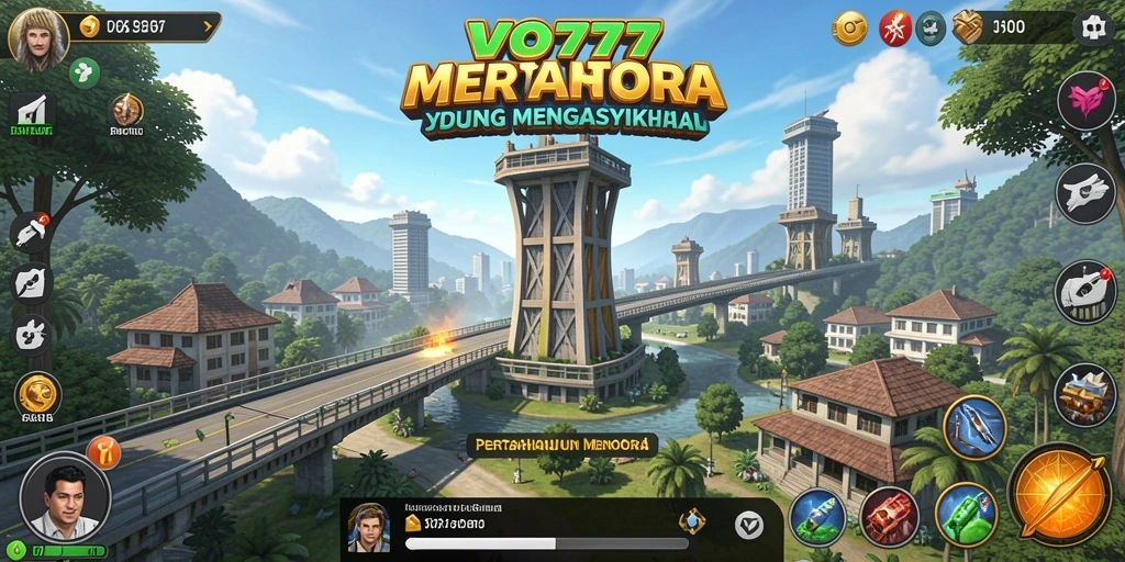 Tangkapan layar gameplay VO777 yang menunjukkan menara dan musuh di medan perang.