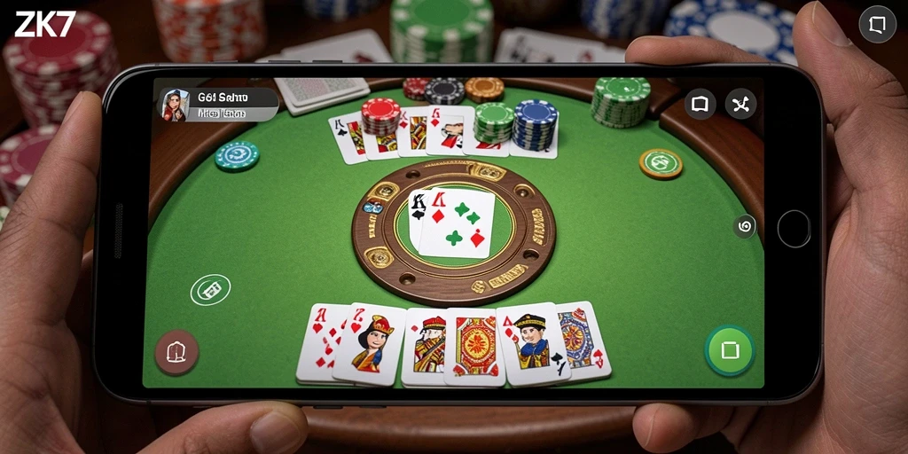 Tampilan gameplay Gaple yang seru dan interaktif di ZK7.